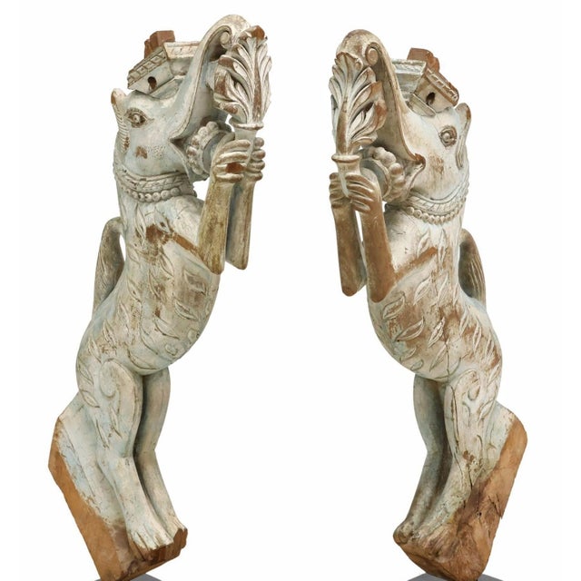 Southeast Asian Temple Pillar Strut Architectural Carved Painted Wooden Elephant Bracket For Sale - Image 11 of 11