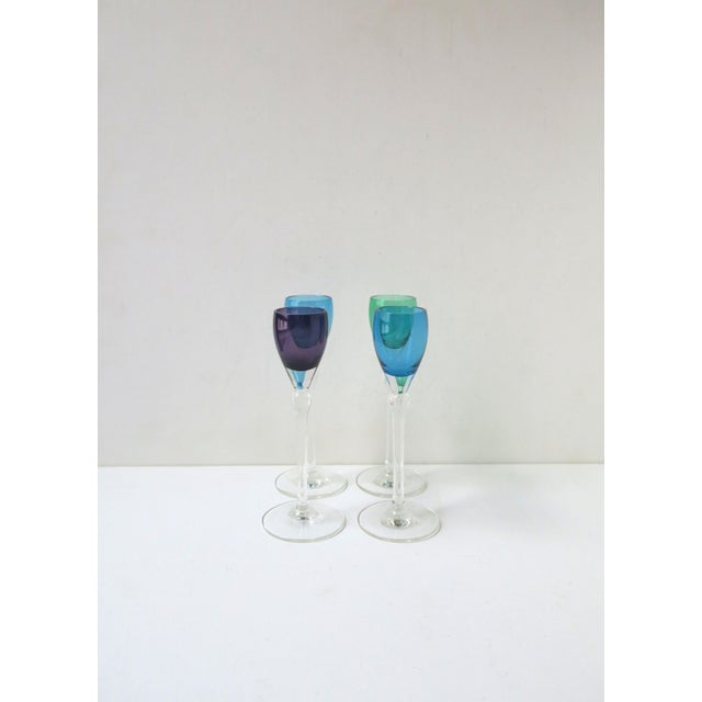 Glass Crystal Aperitif Cordial Glasses, Mid-20th Century, Set of 4 For Sale - Image 7 of 10
