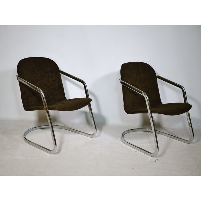 Mid-Century Cantilever Armchair and Coffee Table in Chrome and Smoked Glass, 1970s, Set of 3 For Sale - Image 4 of 12
