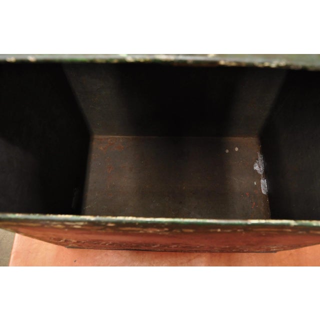 Late 19th Century Antique Power Coffee Tin Rolltop Red Tea Hopper General Store Spice Bin Display For Sale In Philadelphia - Image 6 of 12