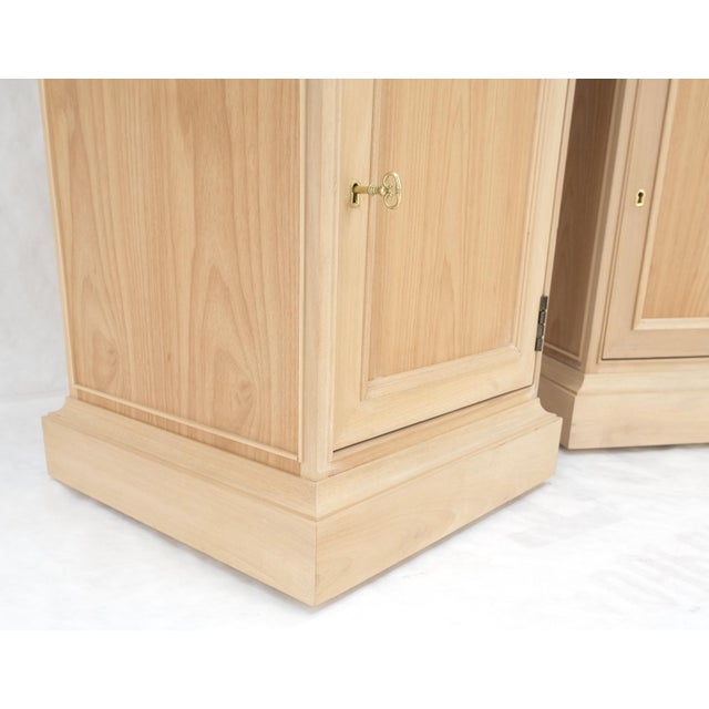 Pair New Unfinished Baker Obelisk Shape Double Sided 360 Degree Walnut Bookcases For Sale - Image 6 of 18