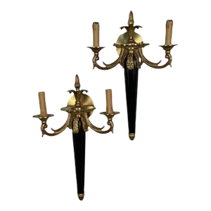 Pair of Louis XVI French Style Wall Sconces, Maison Bagues, Hollywood Regency