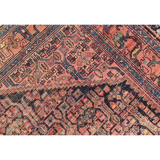 Antique Bibiakabad Rug With Layered Medallion and Geometric Design in Background For Sale - Image 12 of 12