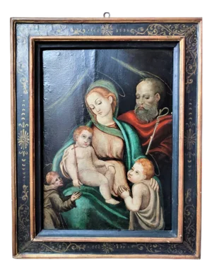 Madonna and Child with Saint John the Baptist, Saint Romuald, and Franciscan Friar, 16th Century, Oil on Canvas