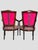 French Mahogany Square Back Chair Pair. Newly upholstered in a beautiful magenta and purple petit point fabric, finished...