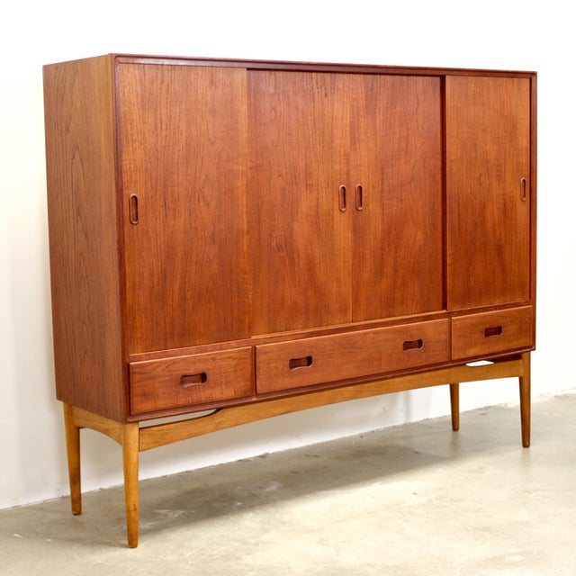 Wood 1950s Danish Teak Tall Sideboard / Highboard For Sale - Image 7 of 18