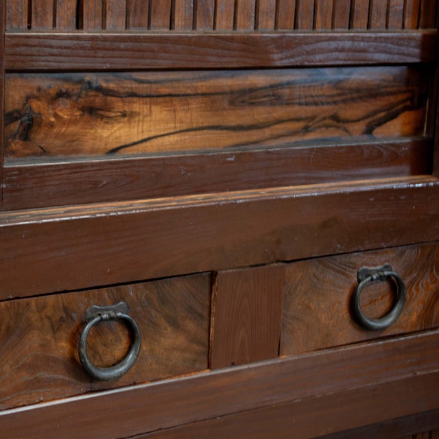 Brown Antique Japanese Meiji Period Two Piece Tansu Chest (Goshu Mizuya) For Sale - Image 8 of 10
