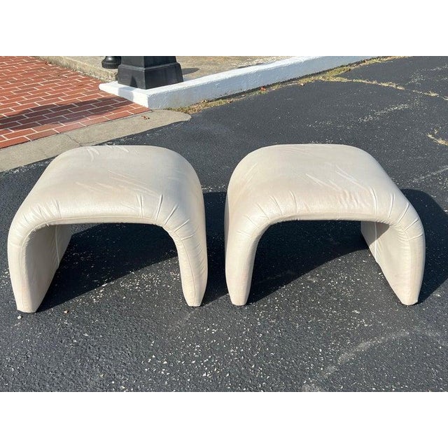 White Pair of Post Modern Waterfall Ottomans For Sale - Image 8 of 18