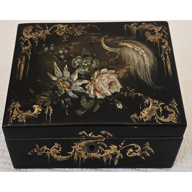 Wood Late 19th Century Victorian Painted Desk Ensemble With Card Holder, Paper Organizer, and Tin Tray For Sale - Image 7 of 12