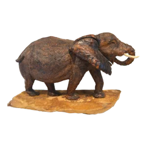 A Fine Large Carved Vintage Elephant on Stone Base