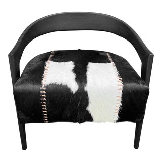 Deco Horseshoe Black & White Arm Chair For Sale