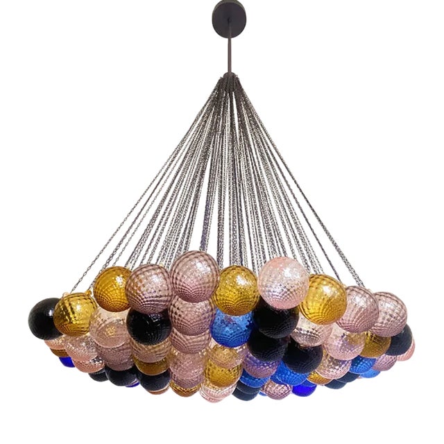 Multicolor Ballotton Balls Murano Glass Chandelier by Simoeng For Sale