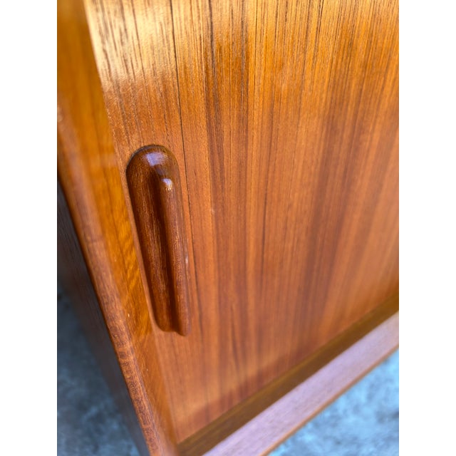 Wood 1960s Tambour Door Teak Nightstand or End Table Pair by Falster of Denmark For Sale - Image 7 of 10