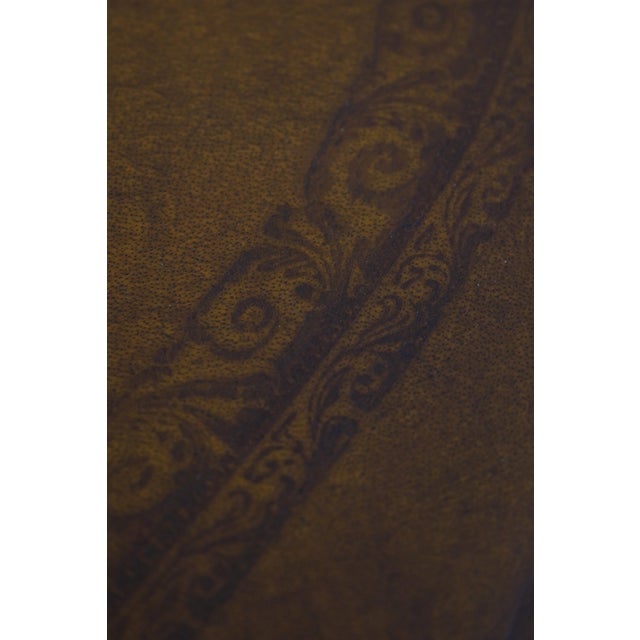 Brown Set of 4 Theodore Alexander Mahogany Leather French Armchairs For Sale - Image 8 of 12