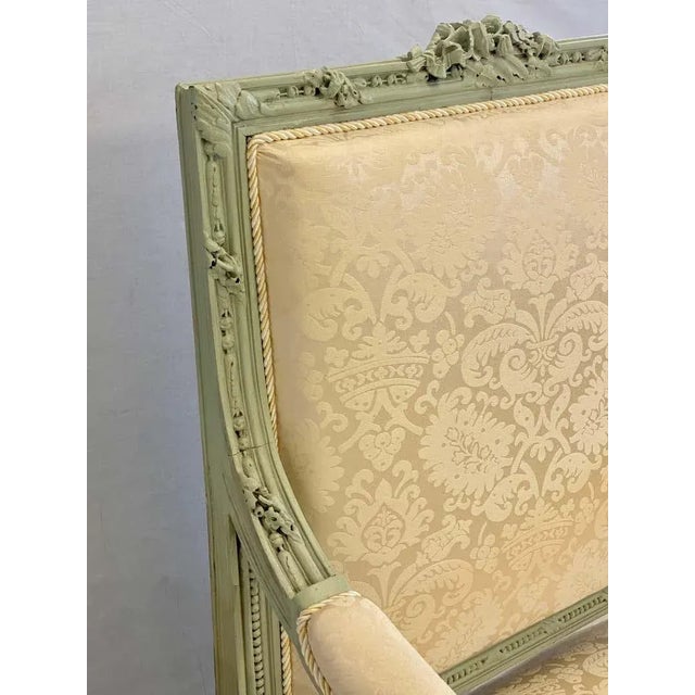 1940s Pair of Louis XVI Style Throne or Arm Chairs, Paint Decorated Frames For Sale - Image 5 of 13