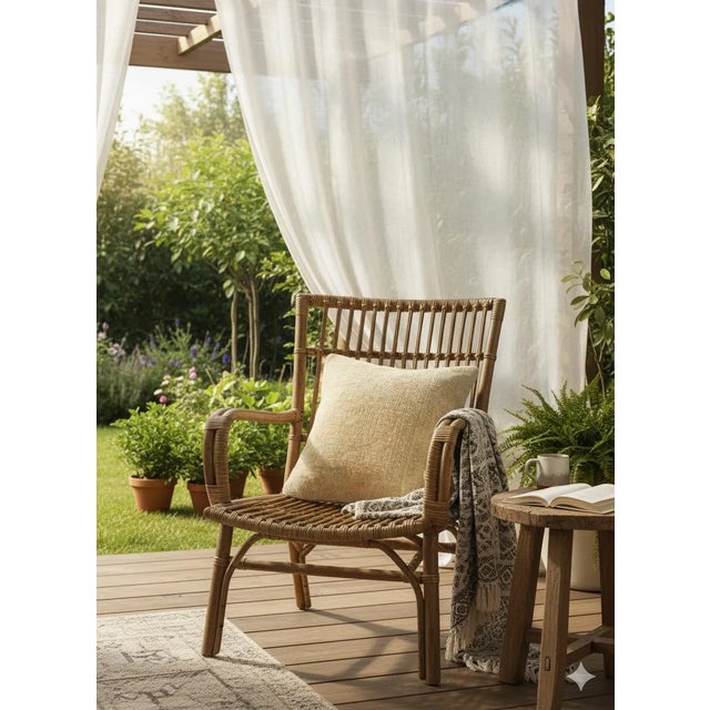 Textile Vintage Turkish Rug Pillow Cover, Handwoven Wool Isparta Faded Abstract Cushion, Soft Ivory Peach Boho Pillow, 16x16 In For Sale - Image 7 of 12