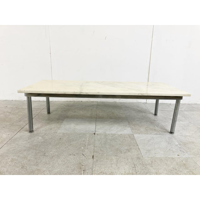 White Vintage White Marble Coffee Table, 1960s For Sale - Image 8 of 10