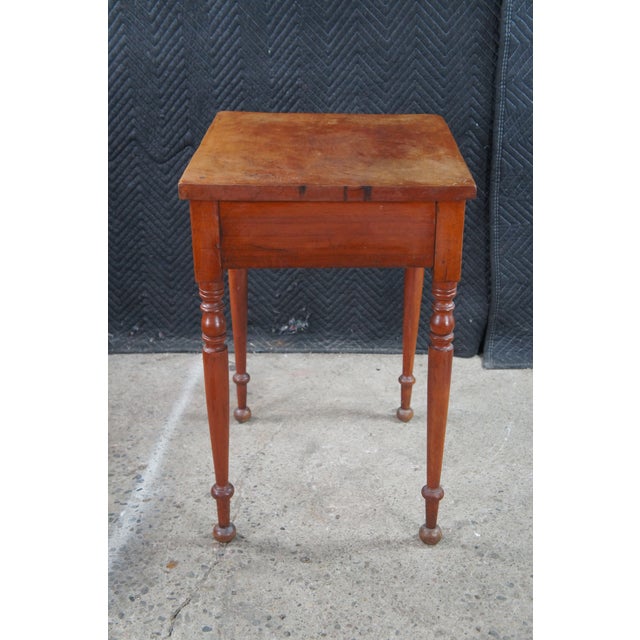 Brown Antique Early American Country Farmhouse Cherry Parlor Side Table For Sale - Image 8 of 11