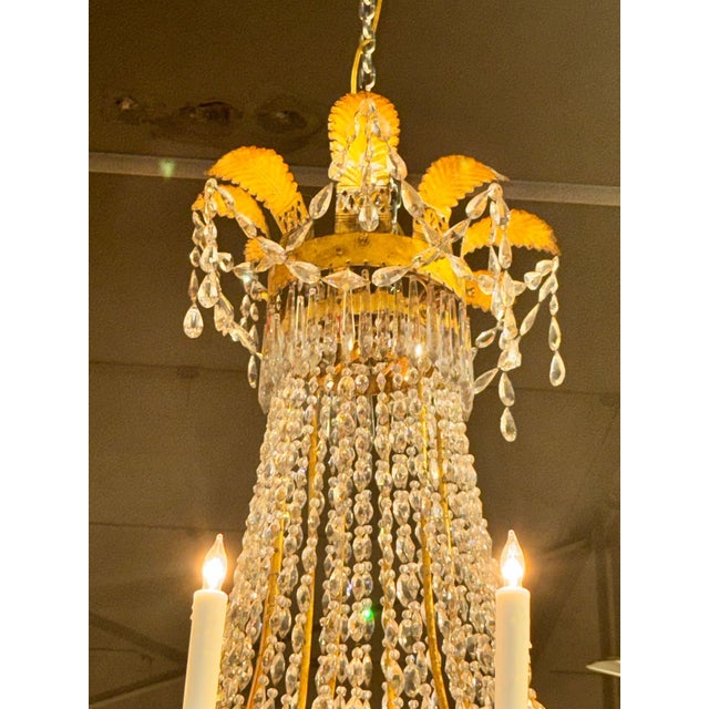 19th Century 19th Century Italian Empire Gilt Tole and Crystal Chandelier For Sale - Image 5 of 8
