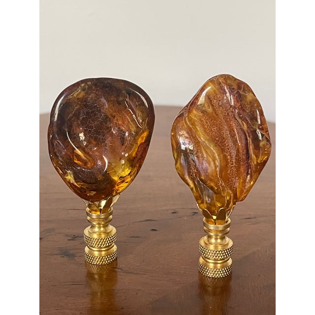 Beautiful honey color natural chunks of original Baltic Amber,2” by 4” lamp finials.