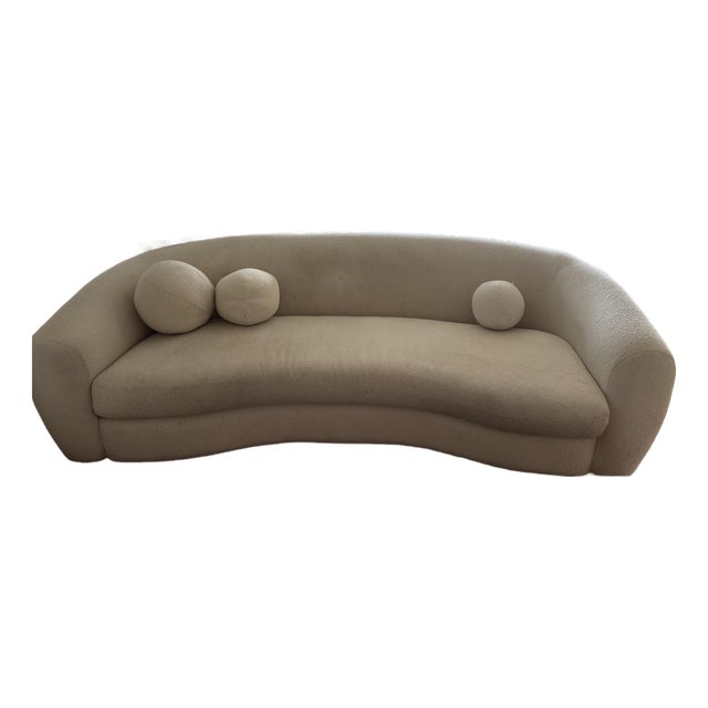 Rh Restoration Hardware Sylvain Curved Sofa in Cream For Sale