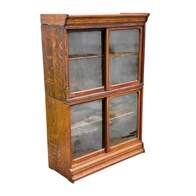 Late 19th Century Antique Oak Danner Stacking Barrister Bookcase With Glass Doors For Sale - Image 5 of 12