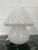 Large Swirl White Murano Glass Mushroom Table Lamp, 1970s, in Flawless conditions. Designed 1970 to 1979 This piece is...