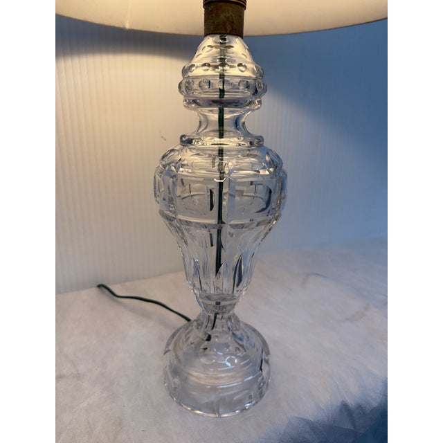 Transparent Vintage Crystal Cut Glass Table Lamp For Sale - Image 8 of 12