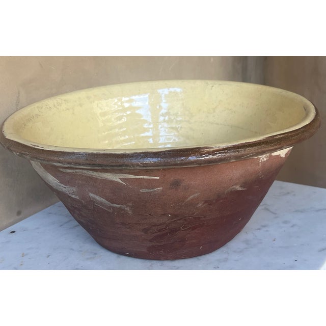Large Terracotta Pancheon Bowl, Yellow Glazed, French, Circa 1900 For Sale In San Francisco - Image 6 of 14