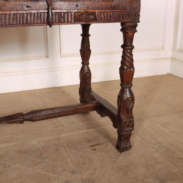 Wood Portuguese Desk in Carved Chestnut For Sale - Image 7 of 18