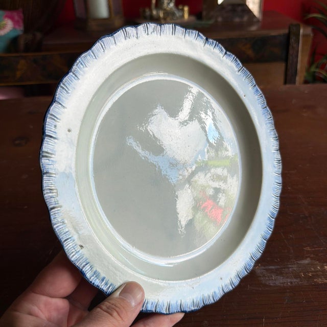 Farmhouse A Very Nice Antique Blue Feather-Edge Pearlware Plate, Circa 1800 For Sale - Image 3 of 13