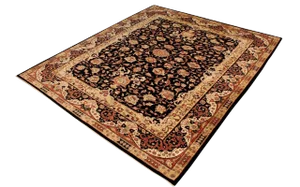 Mid Century Deco Traditional European Style Wool Blend Rectangle Area Rug- 12′11″ × 15′3″