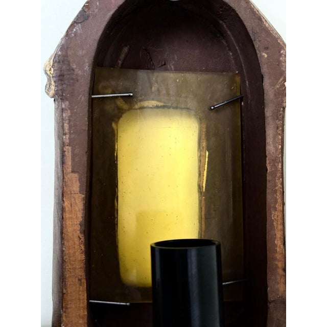 Italian Murano Glass Beer Lantern Wall Light in Hand-Carved Wood, 1970s For Sale - Image 15 of 18