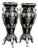 1980 Italian Baroque Black Silver Pedestals 2 PCS For Sale