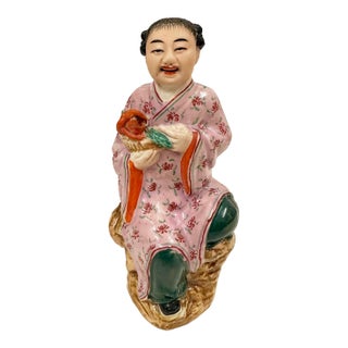 Mid-20th Century Chinese Famille Rose Porcelain Figurine For Sale