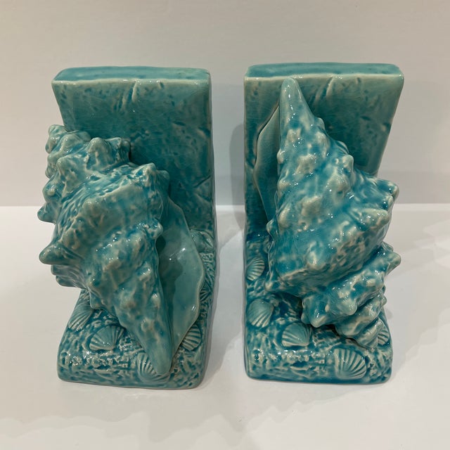 1980s Vintage Italian Majolica Seashells Bookends For Sale - Image 5 of 8