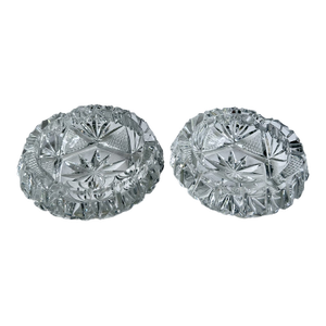 Vintage Pair of Bohemian Clear Cut Lead Crystal Ashtrays