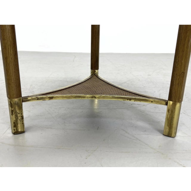 Mid-Century Modern Dunbar Style Brass and Marble Side Table For Sale - Image 3 of 6