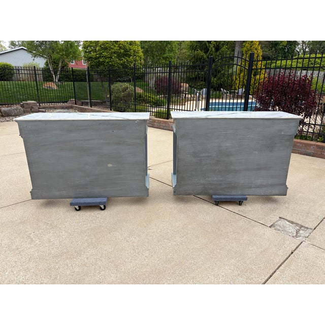 Gray A Pair of Empire Revival Consoles With Gilded Sphinxes and Marble Tops For Sale - Image 8 of 17