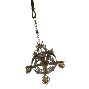 1920s-30s Architectural Salvage Art Deco Gothic Steampunk 5 Light Chandelier