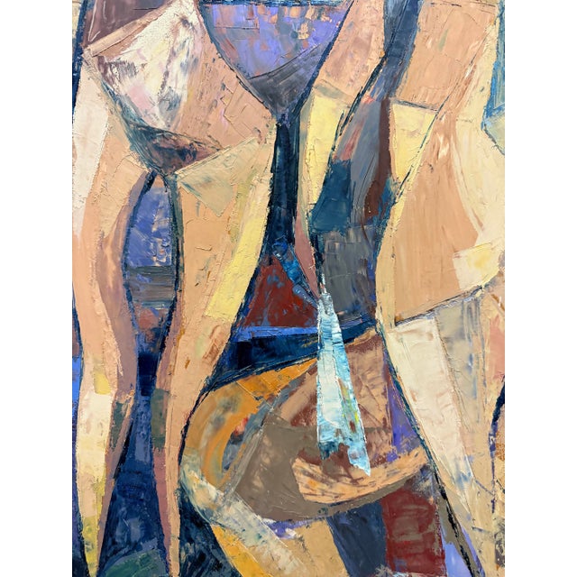 Mid-Century Cubist Abstract Female Nudes Oil Painting by André Poirson For Sale In Miami - Image 6 of 11