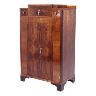 French Style Art Deco Figured Walnut Cabinet with Macassar, 1925 For Sale