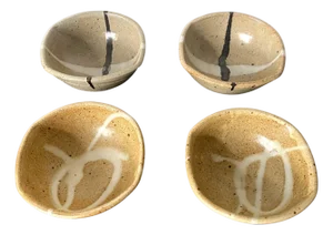 Set of Four Stoneware Bowls in Shino Style by Warren Mackenzie