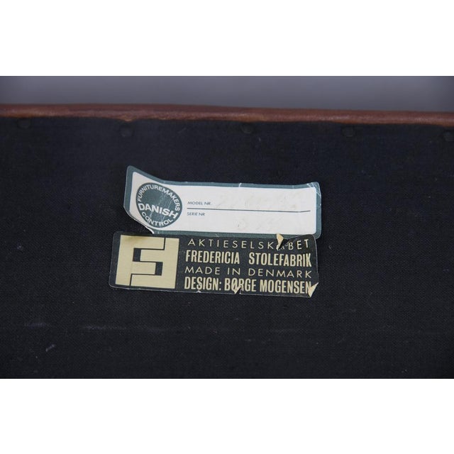 Model 2204 Wing Chair in Brown Leather by Børge Mogensen for Fredericia, 1974 For Sale - Image 13 of 14