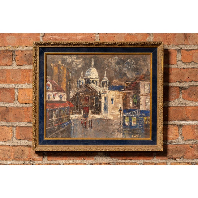 Artist: "Savic" Date: Mid-20th century Medium: Oil on canvas Style/Movement: Impressionist cityscape Dimensions: 19.5" W x...