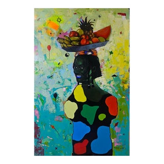 No Days Off, Akanji Bolaji (2023), Acrylic on Canvas, 21st Century, Contemporary, Figurative, Portrait, Africa Women, Surrealism, 2023 For Sale