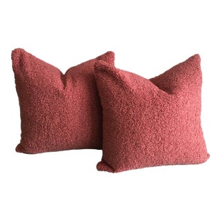 Rose Teddy Boucle Pillows With Inserts- Set of 2 For Sale