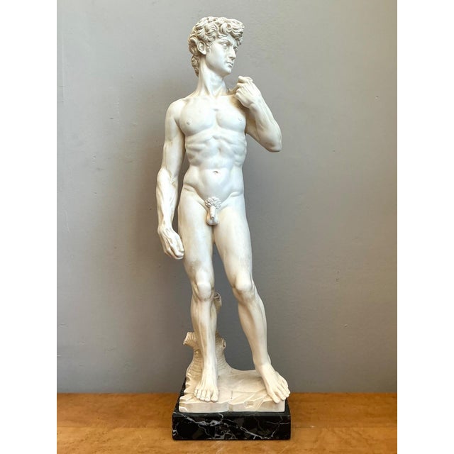 White Vintage Italian Marble David Sculpture For Sale - Image 8 of 10