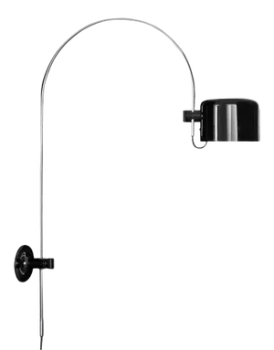 Large Joe Colombo Model #1158 "Coupé" Wall Lamp in Black for Oluce
