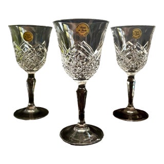 1970s Cristal De Flandres French Lead Crystal Goblets – Saltzburg Pattern - Set of 3 For Sale